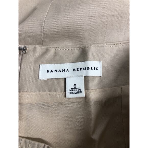Banana Repub. Women Skirt Size 6 A Lined Knee Length Tan 2 Pockets Zipper Preppy - Picture 5 of 6